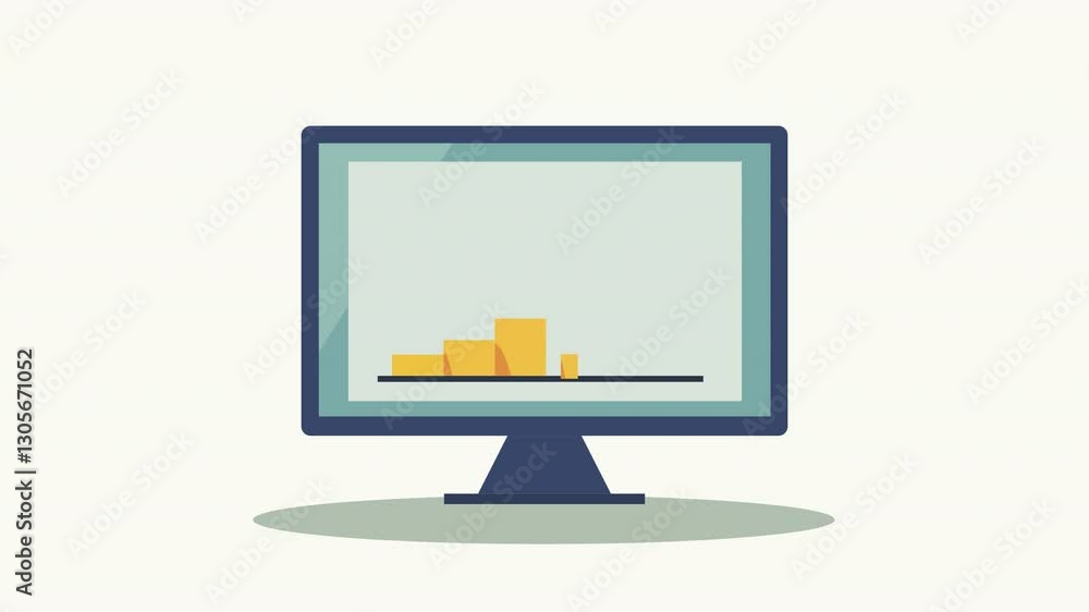 animation a computer screen displays an upward trending graph, symbolizing financial growth and online business success. Stacks of gold coins represent increasing profits and wealth. animation a computer screen displays an upward trending graph, symbolizing financial growth and online business success. Stacks of gold coins represent increasing profits and wealth.