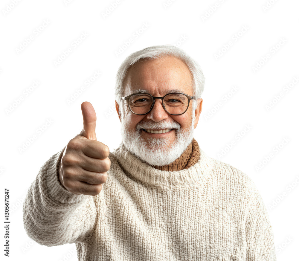 Happy elderly man thumbs up portrait. Isolated on transparent background, png. Happy elderly man thumbs up portrait. Isolated on transparent background, png.