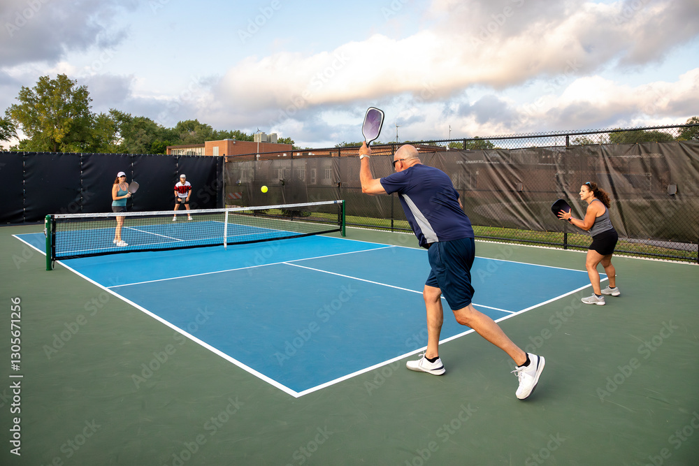 Obraz premium Male Pickleball Player Serving