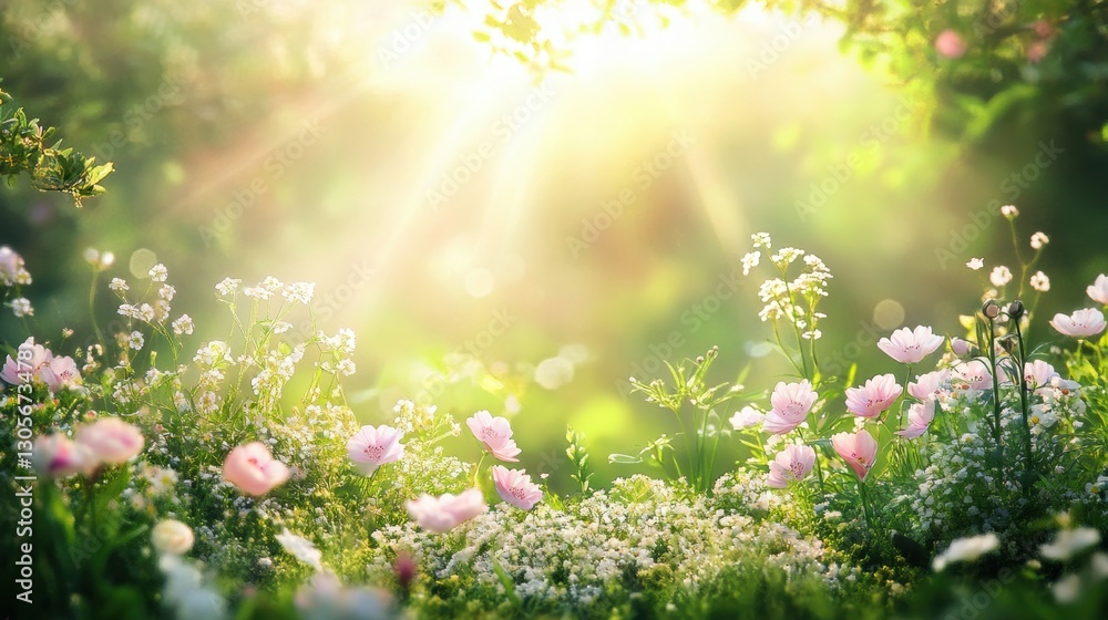 Obraz premium Beautiful garden with colorful flowers.