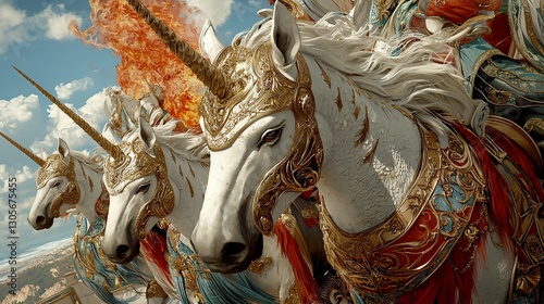 Majestic Unicorns in Golden Armor