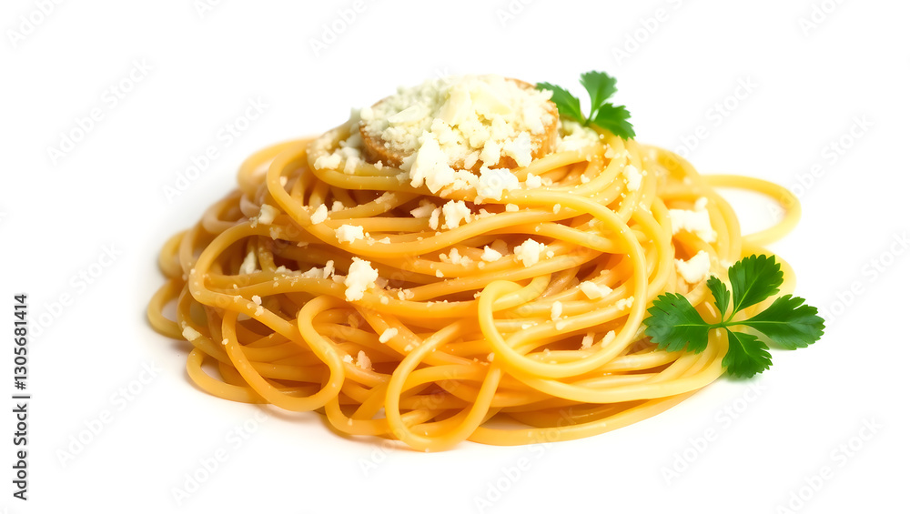 a close-up shot of a plate of spaghetti pasta, sprinkled with cheese and garnished with fresh parsley a close-up shot of a plate of spaghetti pasta, sprinkled with cheese and garnished with fresh parsley