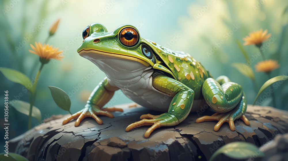 Fototapeta premium Beautiful outdoor frog isolated vector illustration