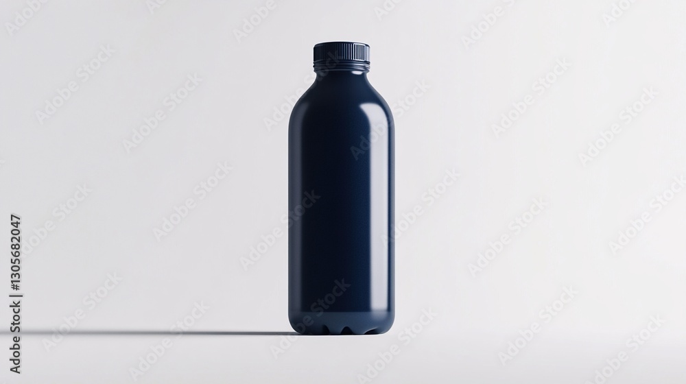 Dark-blue plastic bottle mockup on white background. Dark-blue plastic bottle mockup on white background.
