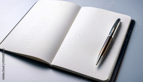 Wallpaper Mural Open notebook with blank pages and a pen on top, ready for taking notes, writing, or journaling Torontodigital.ca