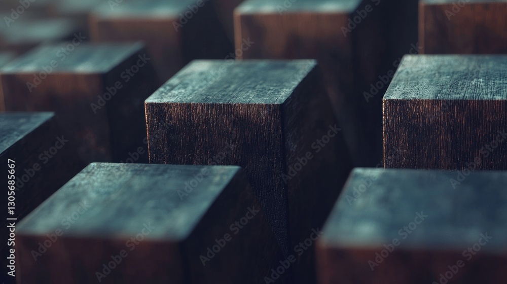 Dark wooden blocks in a repeating pattern. Dark wooden blocks in a repeating pattern.