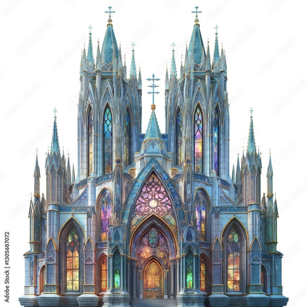 A stunning Gothic cathedral featuring intricate architecture and vibrant stained glass windows, bathed in a radiant light. A stunning Gothic cathedral featuring intricate architecture and vibrant stained glass windows, bathed in a radiant light.