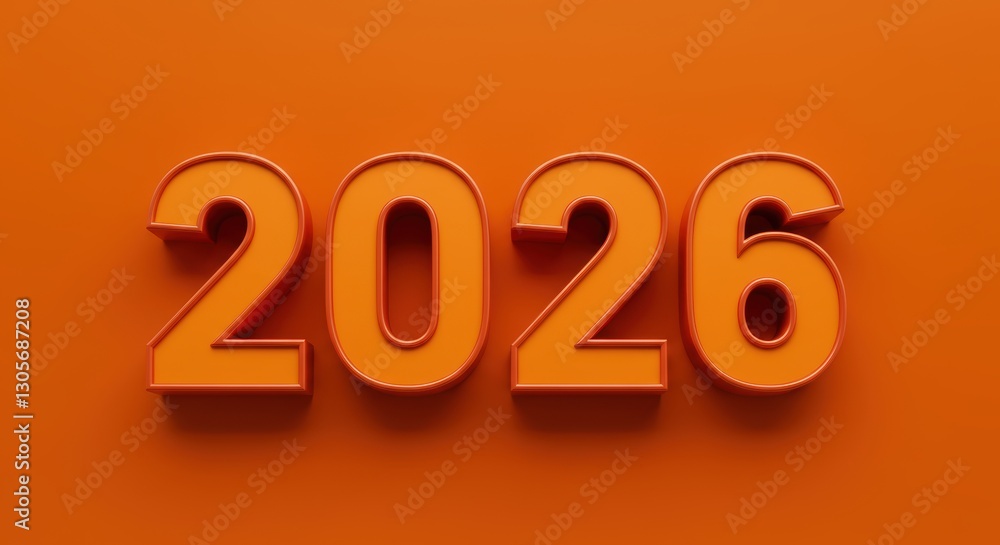 Bold 3d numerals of 2026 in vibrant orange for futuristic design concepts Bold 3d numerals of 2026 in vibrant orange for futuristic design concepts