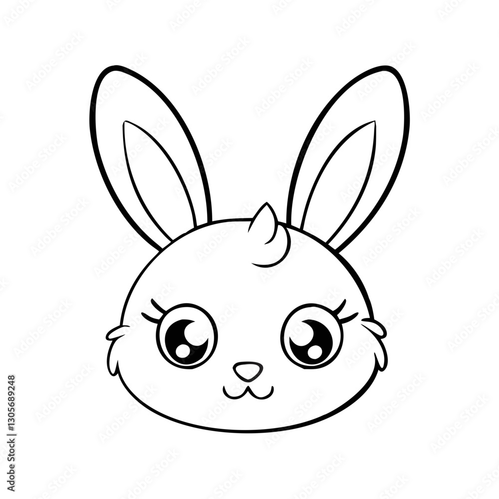 a cute line art illustration of a rabbit's face mascot head, perfect for coloring books and designs vector illustration a cute line art illustration of a rabbit's face mascot head, perfect for coloring books and designs vector illustration