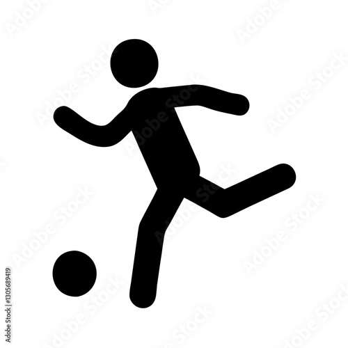 a stick figure kicking a soccer ball with action and movement. a simple black illustration vector illustration