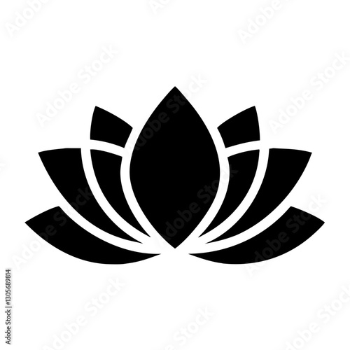 a beautiful black lotus flower icon symbolizing purity and enlightenment vector illustration
