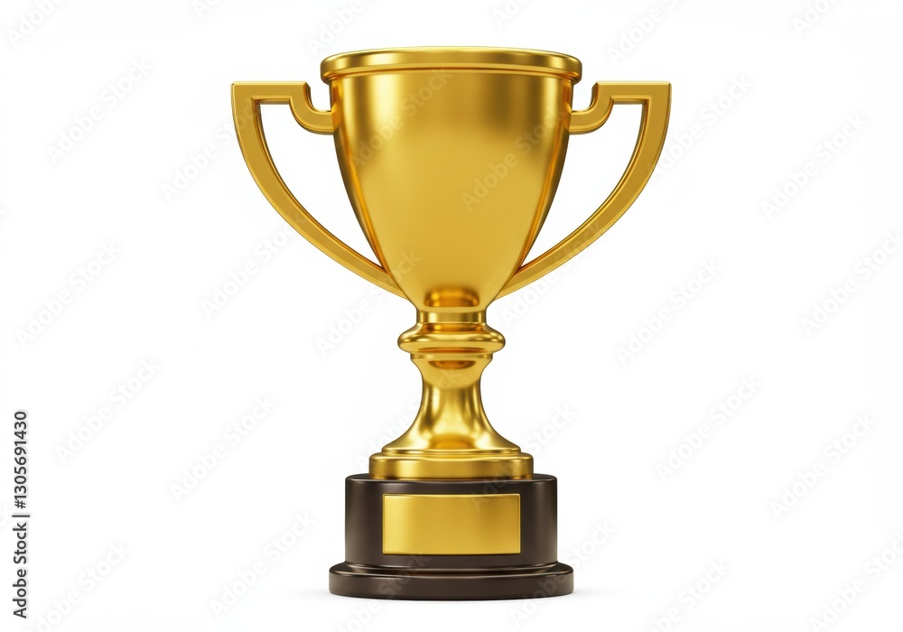 Golden trophy cup with elegant design symbolizing achievement and success Golden trophy cup with elegant design symbolizing achievement and success