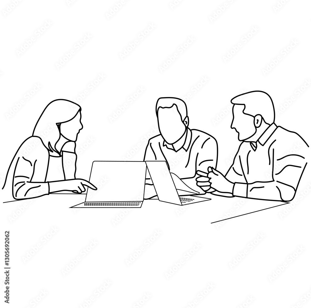 Vector business meeting discussion between the worker. Business training and presentation concept of line art design. continuous line drawing of office workers at a business meeting
Vector business meeting discussion between the worker. Business training and presentation concept of line art design. continuous line drawing of office workers at a business meeting