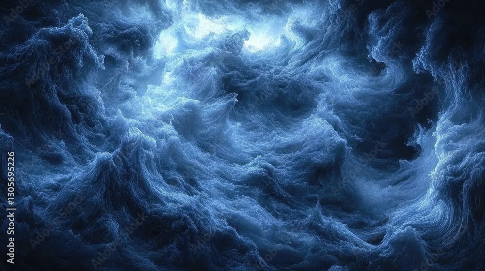 Obraz premium Abstract swirling dark blue clouds, ethereal cosmic scene, possible use digital art background