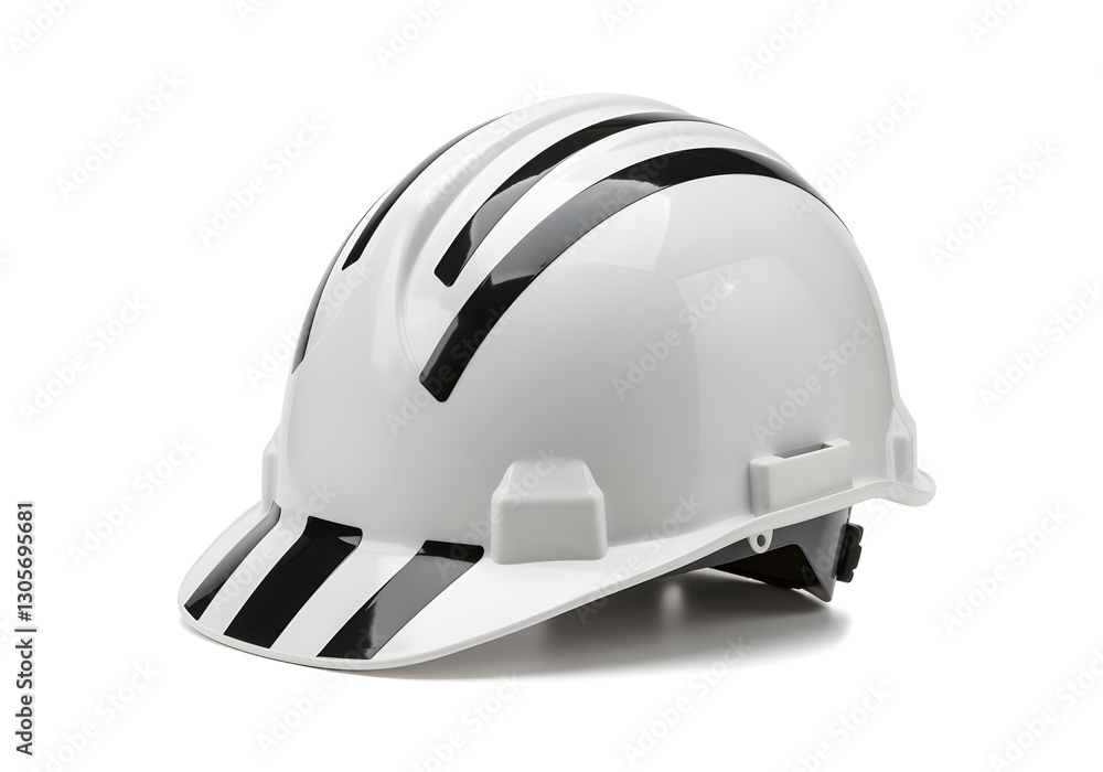 Fototapeta premium White hard helmet with black stripes.