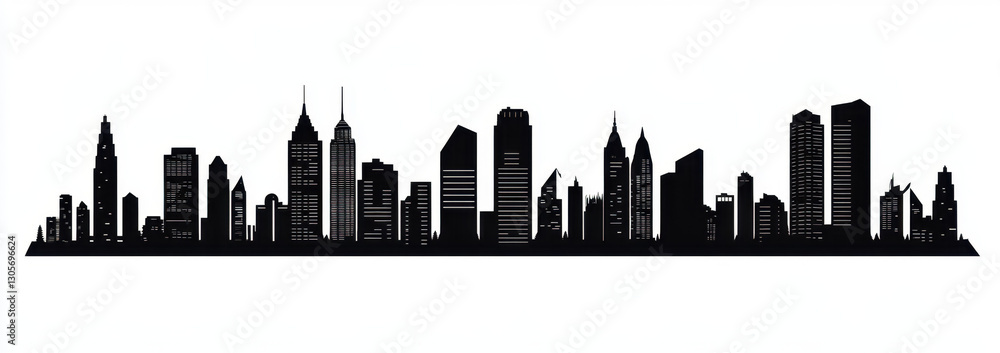 Obraz premium City silhouette vector set. Panorama city background. Skyline urban border collection.