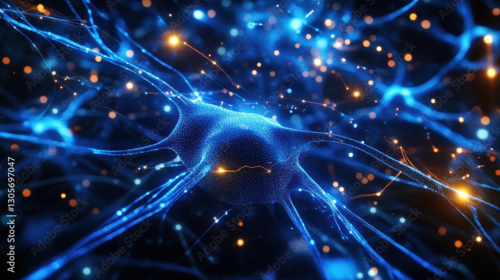 Obraz premium Neural Connections Glowing with Electric Energy Puls