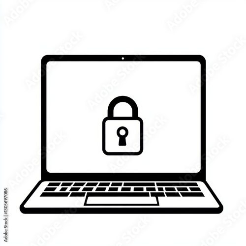 Obraz na płótnie Laptop computer with a lock icon on screen. Cybersecurity. w salonie