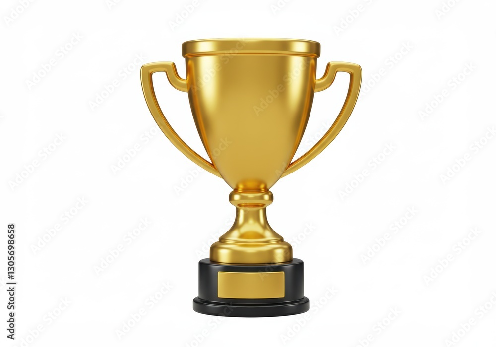 Golden trophy cup on black base isolated on white background Golden trophy cup on black base isolated on white background