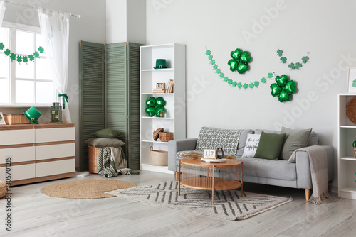 Valokuva Interior of living room decorated for St