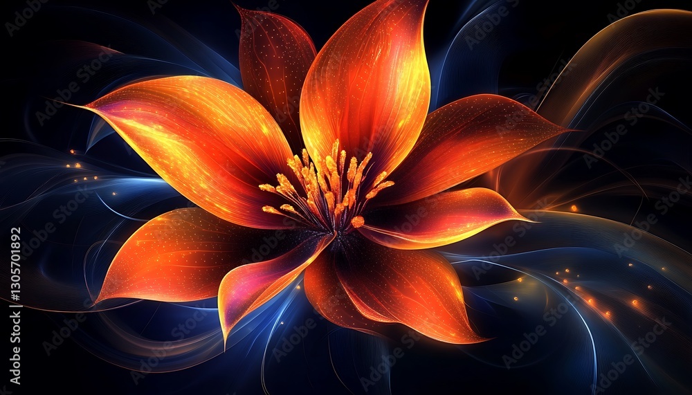 Obraz premium Fiery Lily Digital Art Bloom