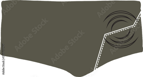 Modern Athletic Men’s Swim Trunks – Military Green with Geometric Details