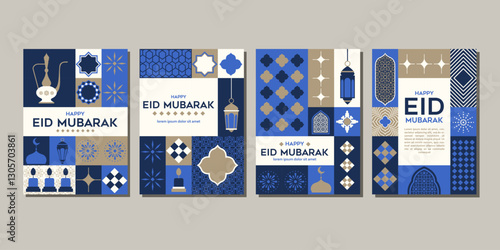 elegant eid mubarak background collection for greeting card, poster, banner