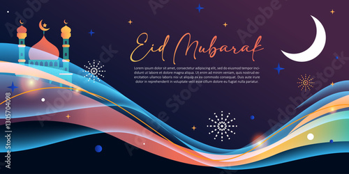 modern eid mubarak background with colorful decoration