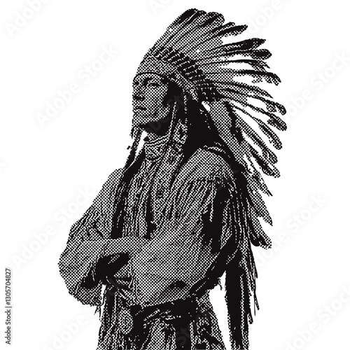 wild west native american. western vintage halftone grunge vector design element