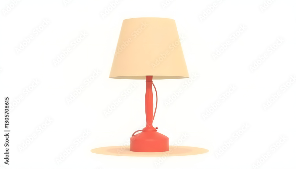 Obraz premium Elegant vector table lamp with shade, designed in pastel colors, on white background. 