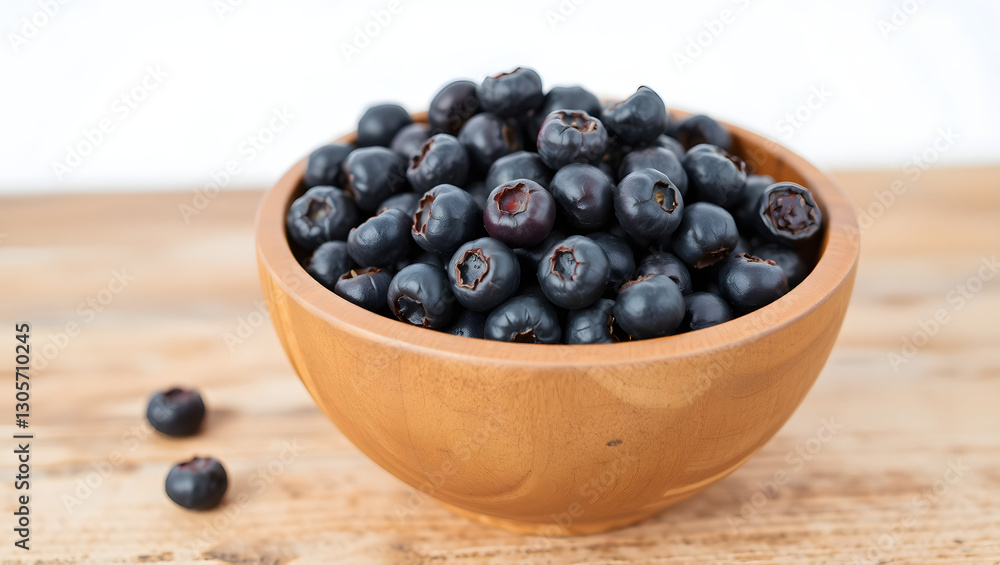 a wooden bowl overflowing with fresh, juicy blueberries. The blueberries are a deep, rich blue color and appear plump and ripe a wooden bowl overflowing with fresh, juicy blueberries. The blueberries are a deep, rich blue color and appear plump and ripe
