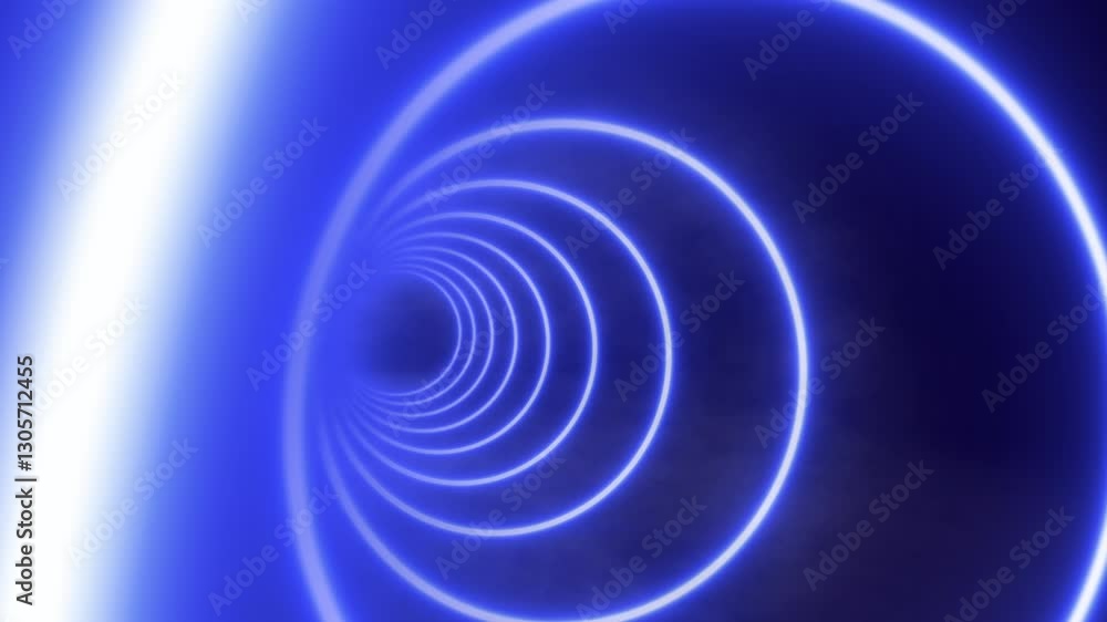 A glowing blue neon spiral forming a tunnel effect. Abstract and futuristic. A glowing blue neon spiral forming a tunnel effect. Abstract and futuristic.