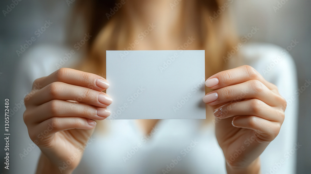 Woman holding blank card, ready customization adding text for personal or business purposes, mockup Woman holding blank card, ready customization adding text for personal or business purposes, mockup