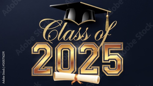 Class of 2025 Refined Graduation Emblem with Gold Typography Generative AI