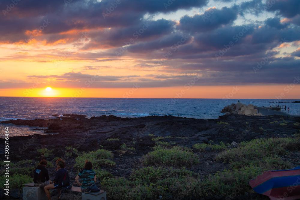 Golden Sunset Over Linosa Island (Sicily in Italy) – Wild Nature and Tranquil Atmosphere Golden Sunset Over Linosa Island (Sicily in Italy) – Wild Nature and Tranquil Atmosphere