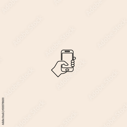 Hand holding phone icon flat vector design. 