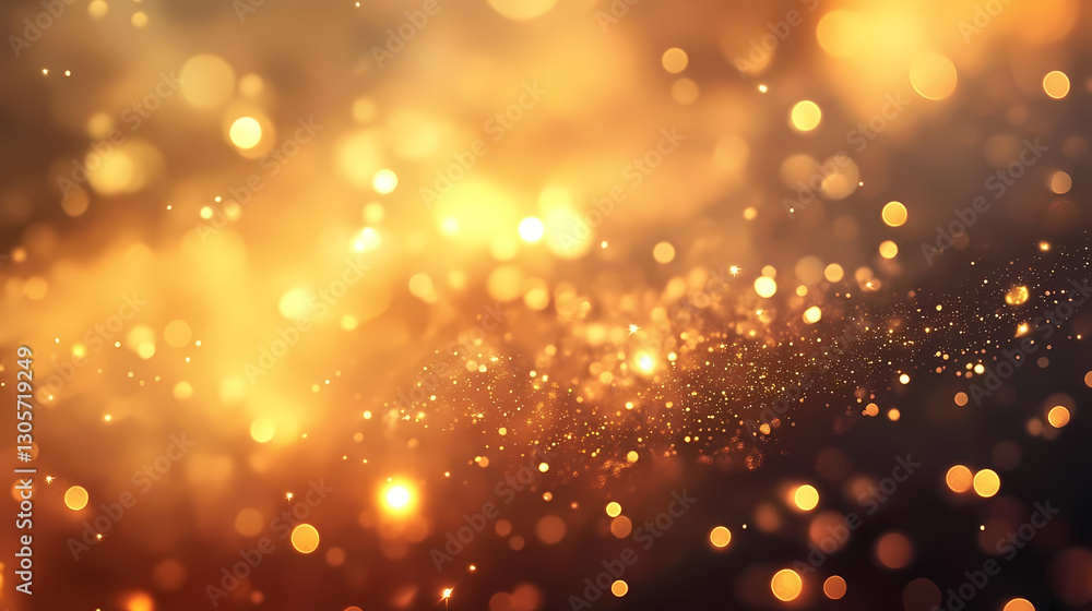 Obraz premium Glittering aurora borealis on a warm golden hue, glow, light, ethereal. Ethereal - Clouds. Illustration