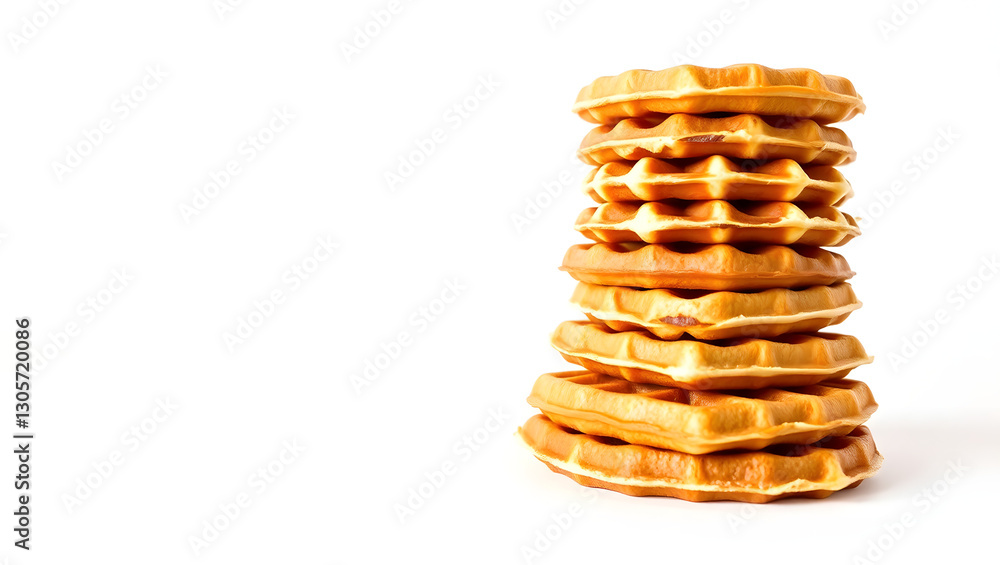 a stack of delicious golden waffles, perfect breakfast treat. The waffles are neatly stacked, showing their detailed texture a stack of delicious golden waffles, perfect breakfast treat. The waffles are neatly stacked, showing their detailed texture