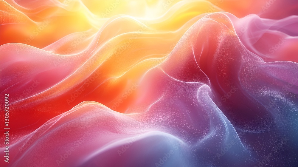 Obraz premium Abstract fabric folds, vibrant colours, soft light background, digital art, backdrop for design