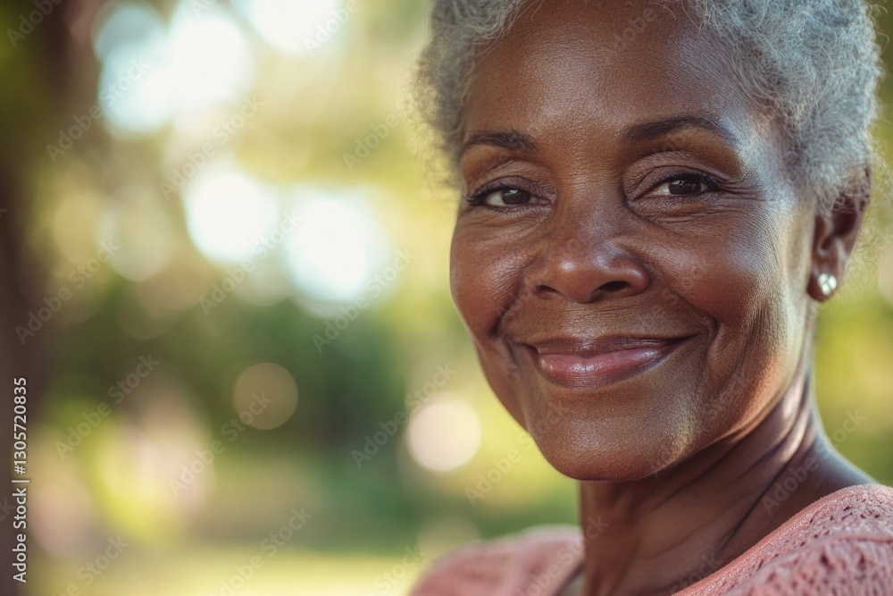 This image features an elderly woman with white hair, expressing a warm smile and exuding a sense of contentment. She is outdoors in what appears to be a serene and natural setting. This image features an elderly woman with white hair, expressing a warm smile and exuding a sense of contentment. She is outdoors in what appears to be a serene and natural setting.