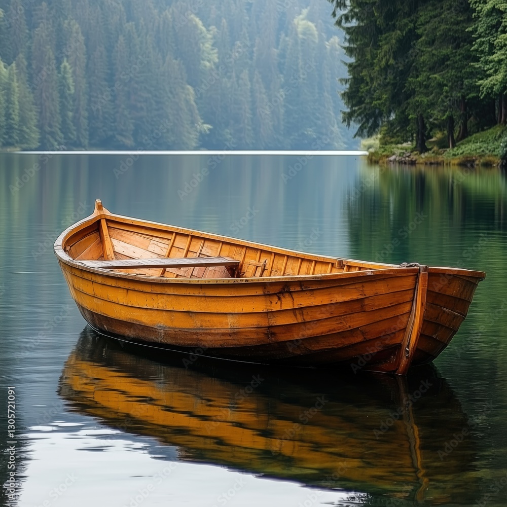 Obraz premium Tranquil Rowboat on a Serene Lake