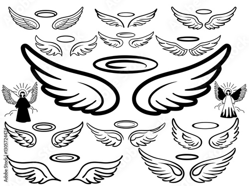 Wings Angel Aura Halo Cloud Heaven Prayer God Faith DIY Gift Doodle Clipart Shape