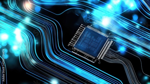 Exploring microchip innovations in technology digital environment futuristic concept close-up view
