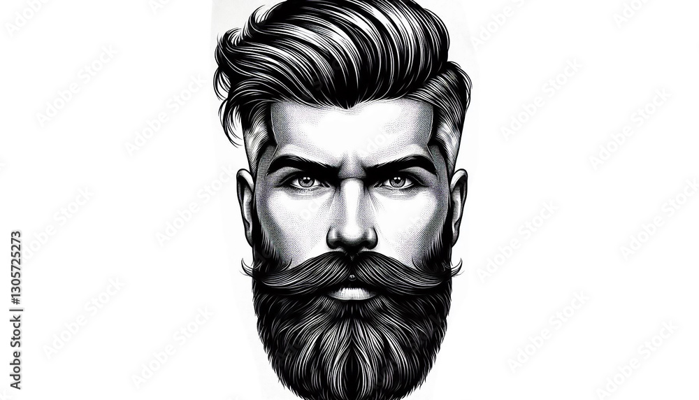 Traditional men’s grooming artwork, designed for salon posters and banners Traditional men’s grooming artwork, designed for salon posters and banners