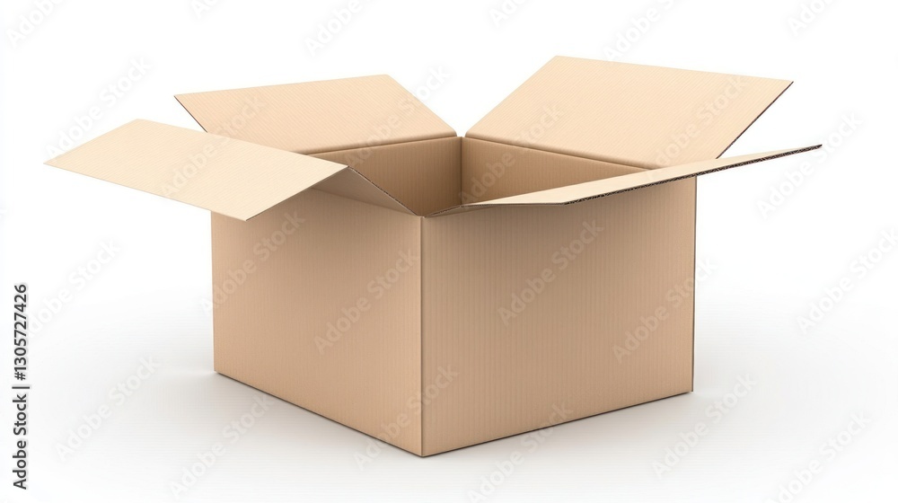 Open Cardboard Box on White Background: Packaging, Delivery, and Shipping Concept Open Cardboard Box on White Background: Packaging, Delivery, and Shipping Concept