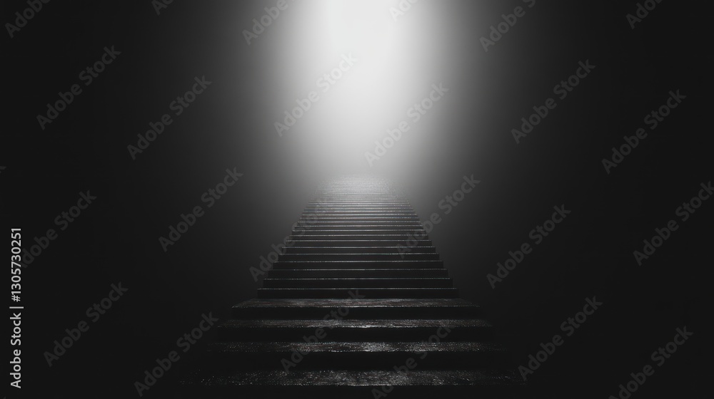 Obraz premium Mysterious Stairway to Light: A Monochromatic Journey