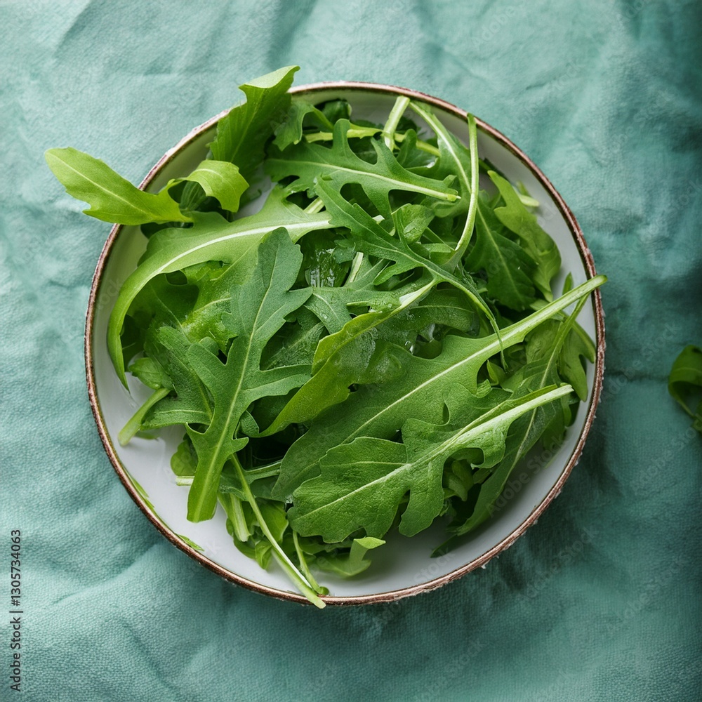 fresh arugula leaves top view. Generated image fresh arugula leaves top view. Generated image