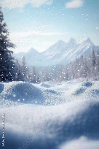 Wallpaper Mural Snow covered landscape with mountains in the background. Torontodigital.ca