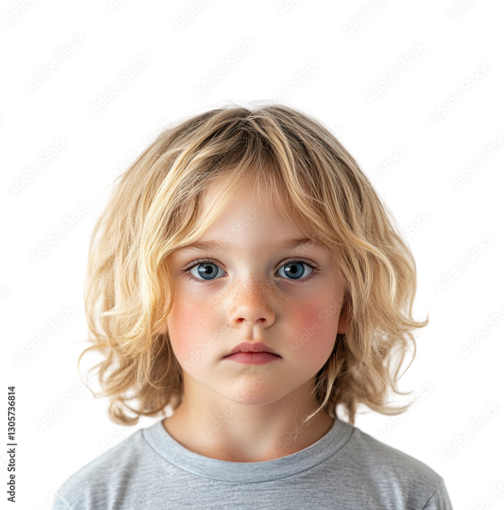 Surprised child portrait neutral direct view emotion capture isolated on transparent background Surprised child portrait neutral direct view emotion capture isolated on transparent background