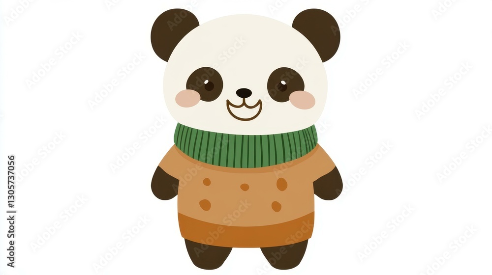 Adorable baby pandas in cozy sweaters, showcasing their charm in a minimalist 2D cartoon illustration, perfect for animal lovers Adorable baby pandas in cozy sweaters, showcasing their charm in a minimalist 2D cartoon illustration, perfect for animal lovers